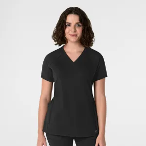 RENEW 6259 Knit Flex-n-Reach V-Neck Raglan Scrub Top Black