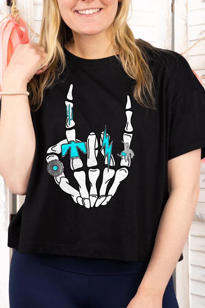 Rockin' Turquoise Women's Soft-Tek Blend Crop T-Shirt