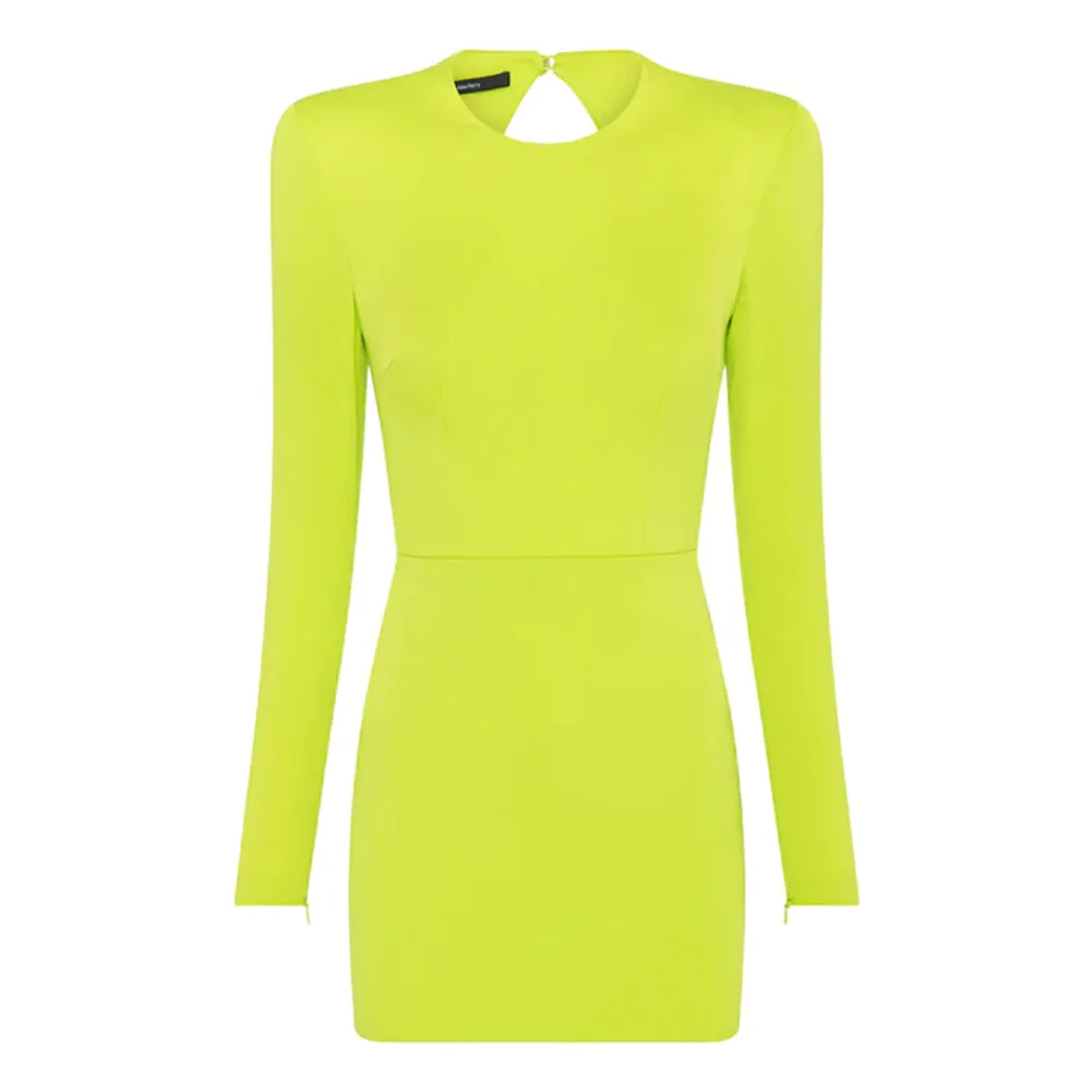 Round Neck Long Sleeve Mini Hollow out Bandage Dress HL9058