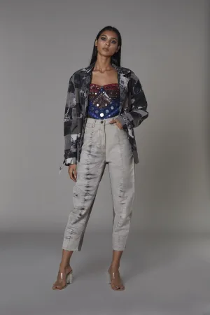 Saaksha & KinniÂ    I   Denim jacket  Grey jeans  Embroidered denim swimsuit Denim Jacket - Grey  Jeans - Grey  Bodysuit - Multi   SS22036    SS22003                                          SS22037