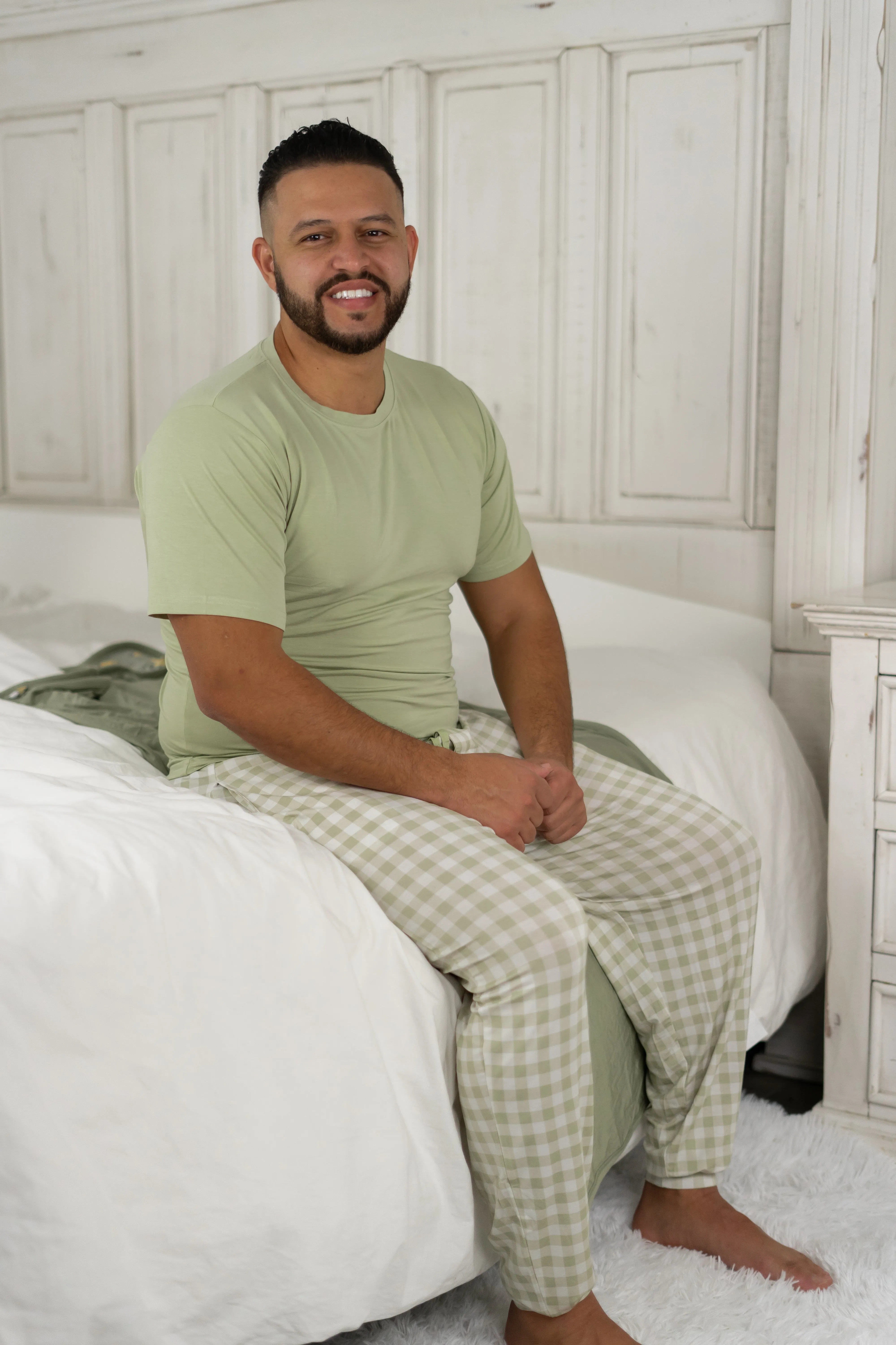 Sage Gingham Dream Men's Pajamas