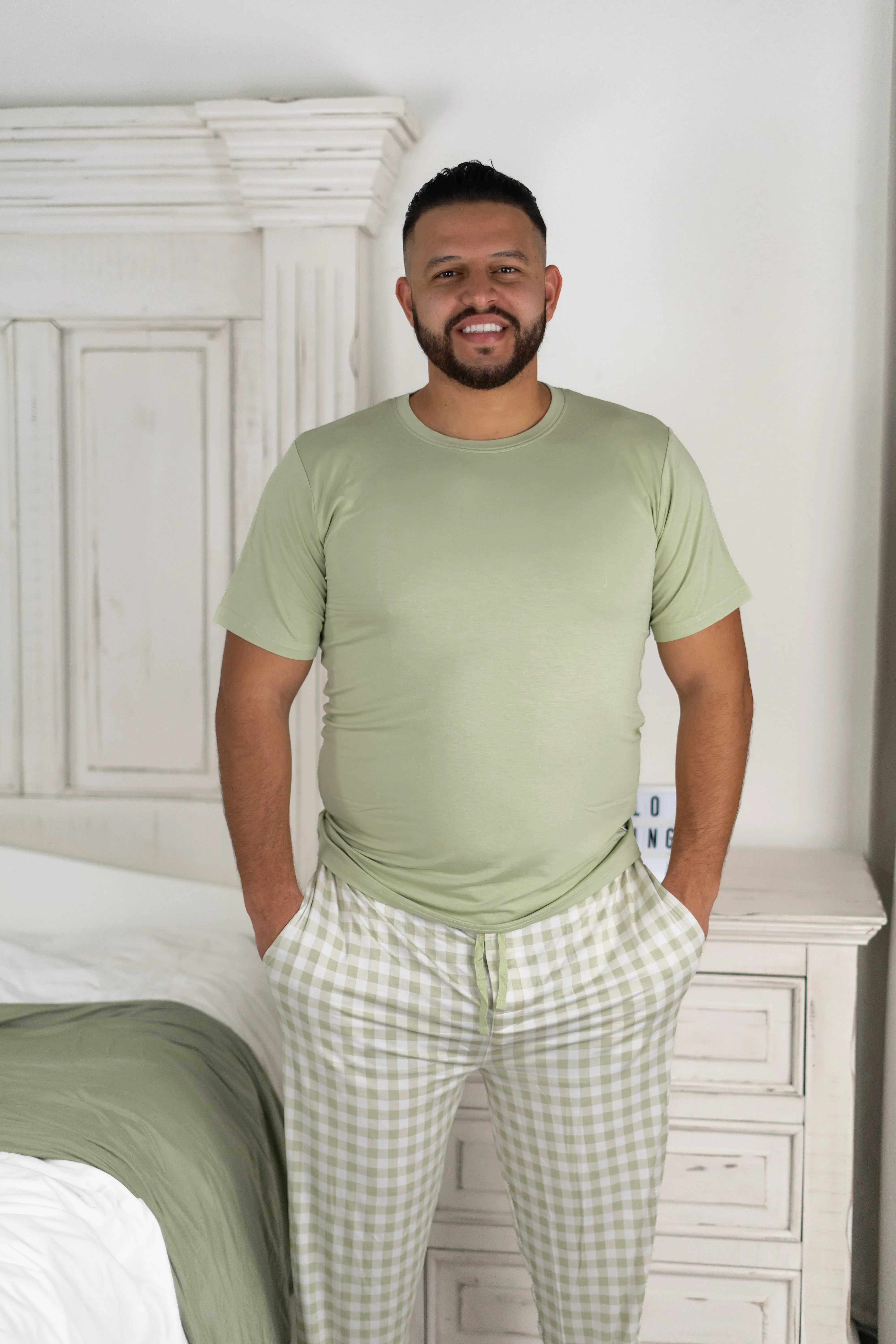 Sage Gingham Dream Men's Pajamas