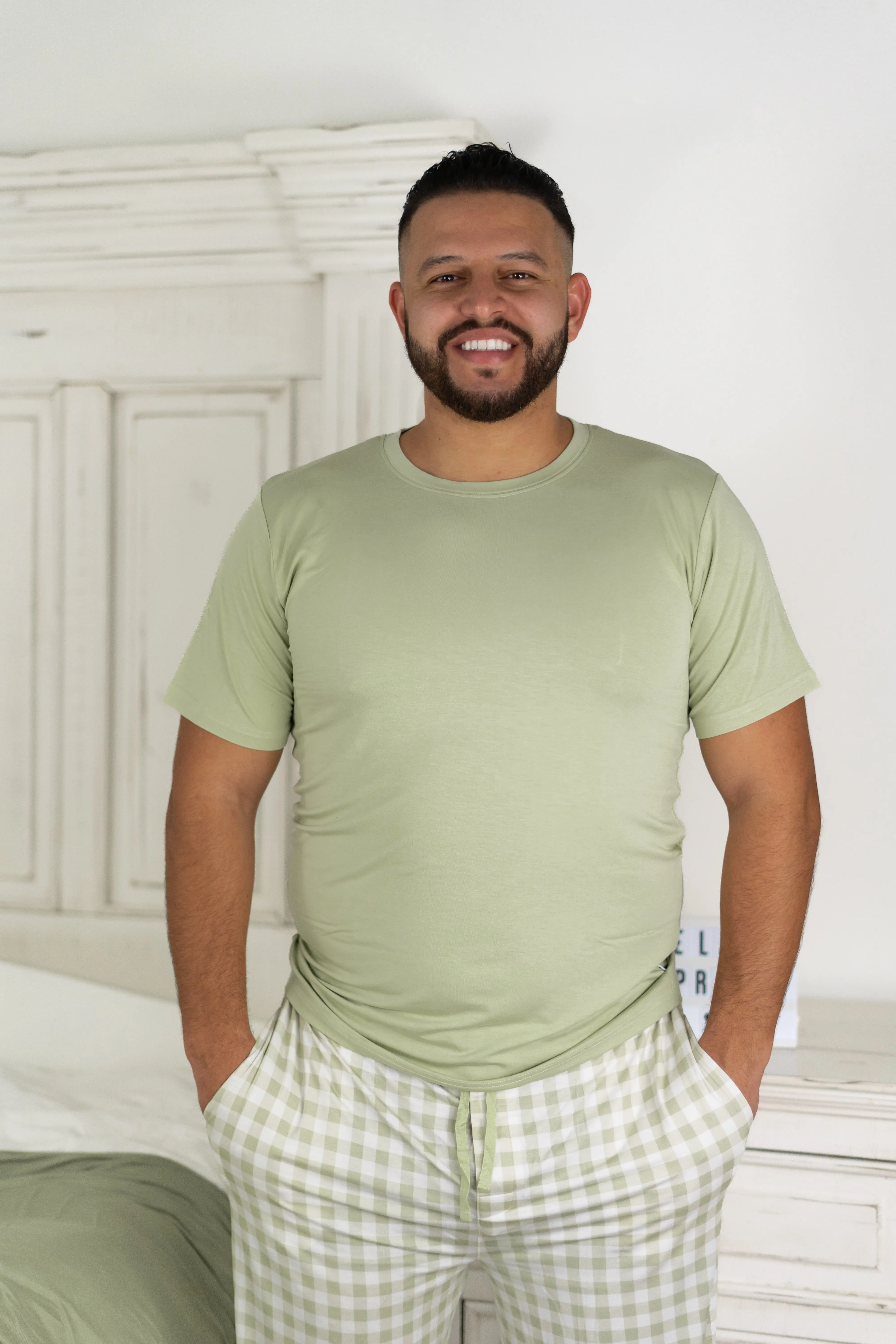 Sage Gingham Dream Men's Pajamas