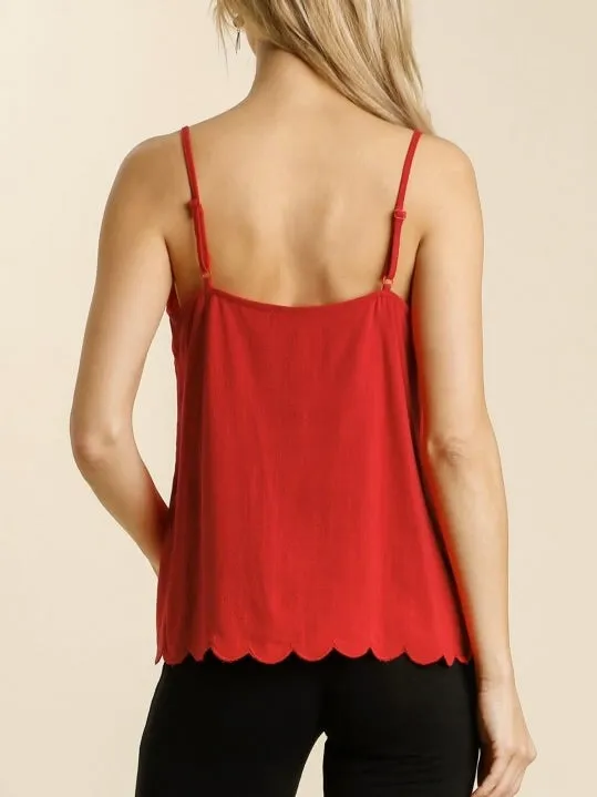 Scallop Hem Cami - Poppy Red FINAL SALE