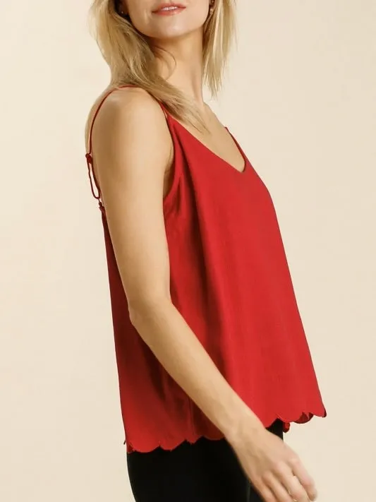 Scallop Hem Cami - Poppy Red FINAL SALE