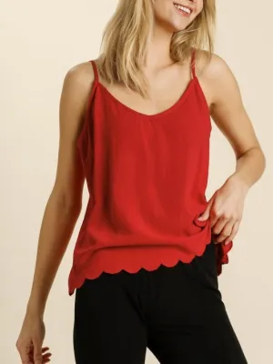 Scallop Hem Cami - Poppy Red FINAL SALE