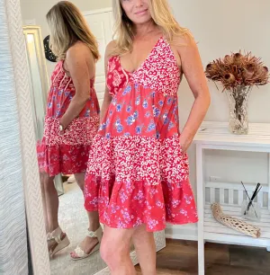 Short Patchwork Print Dress