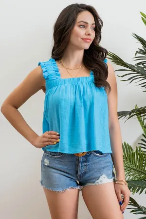 Sleeveless Square Neckline Ruffled Top