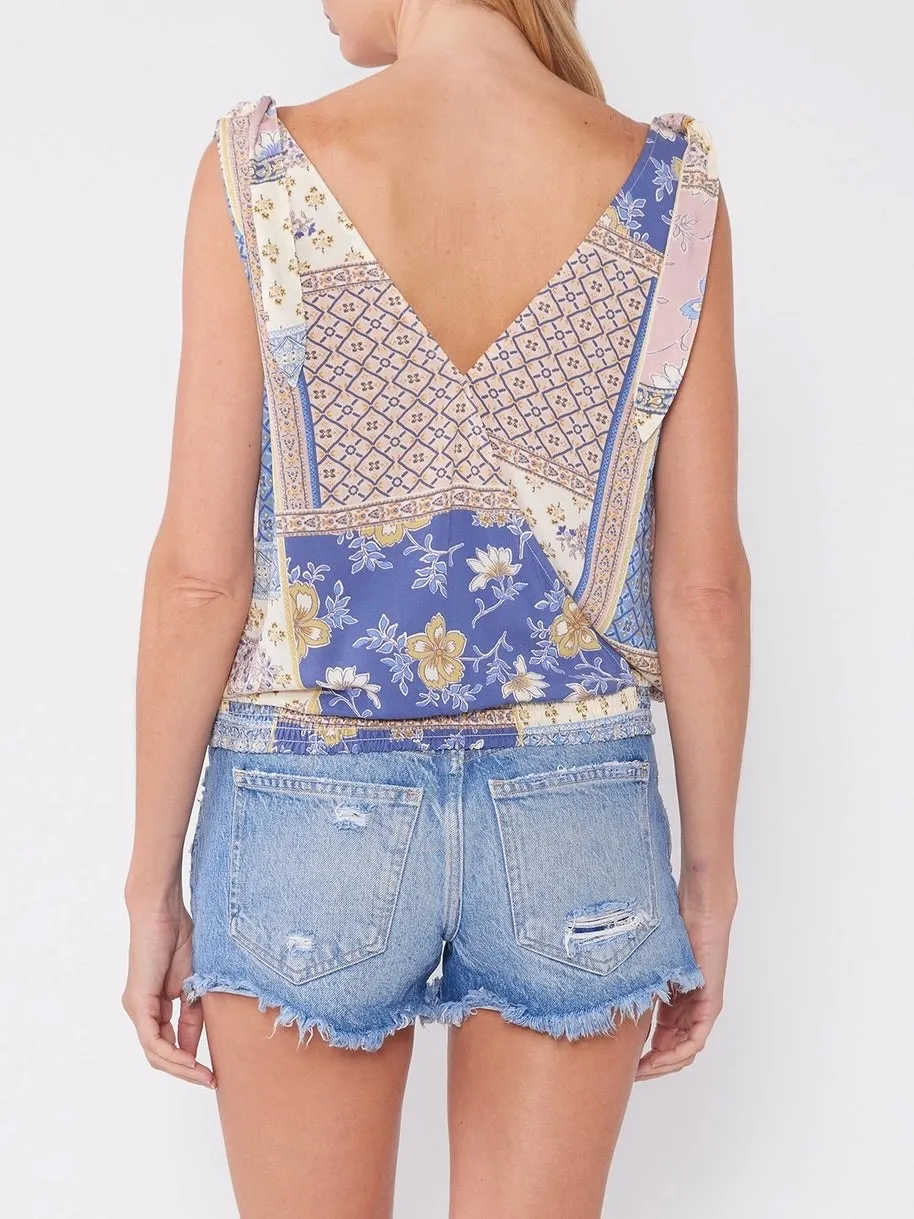 Smock Waist Tie Shoulder Tank - Multi FINAL SALE