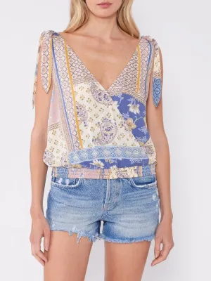 Smock Waist Tie Shoulder Tank - Multi FINAL SALE