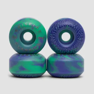 Spitfire Formula Four Swirled Classic 99DU Skateboard Wheels Teal/Purple 52mm