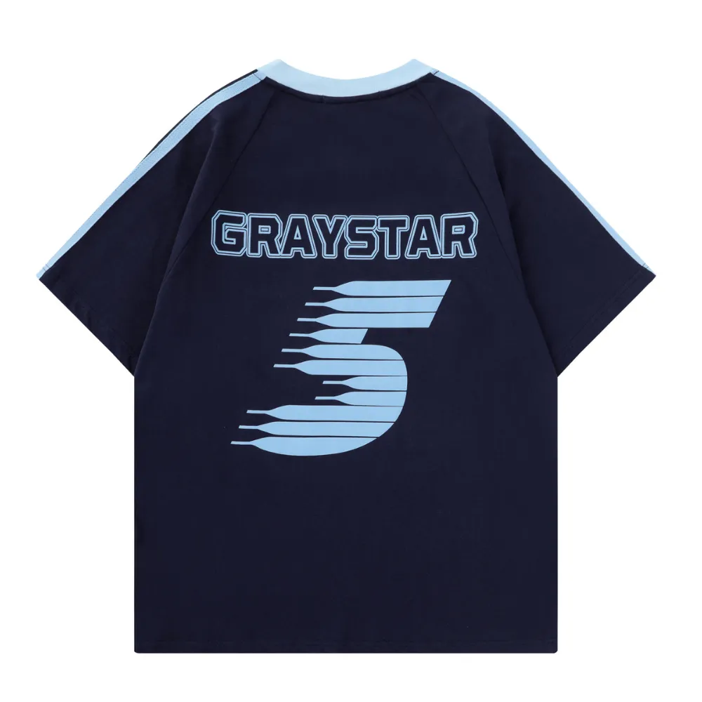 Sports Patchwork V-neck T-shirt