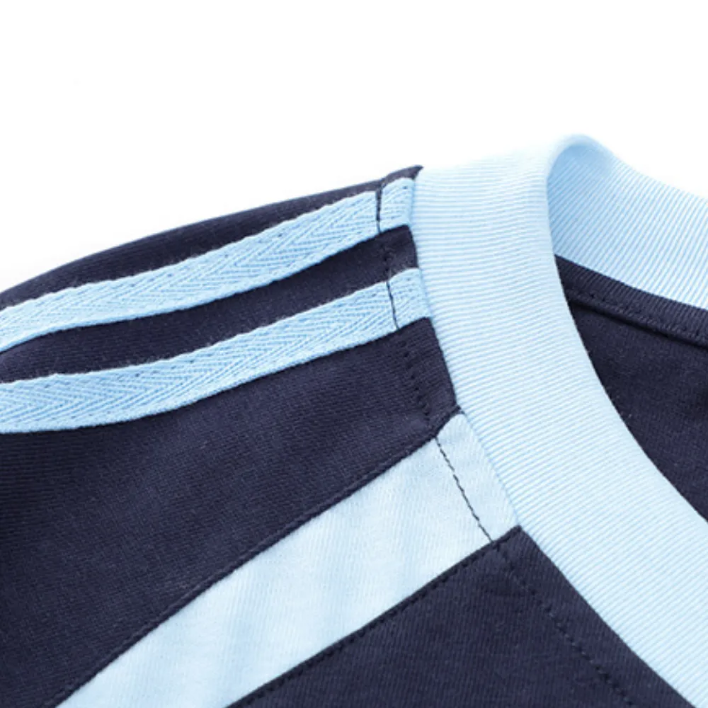 Sports Patchwork V-neck T-shirt