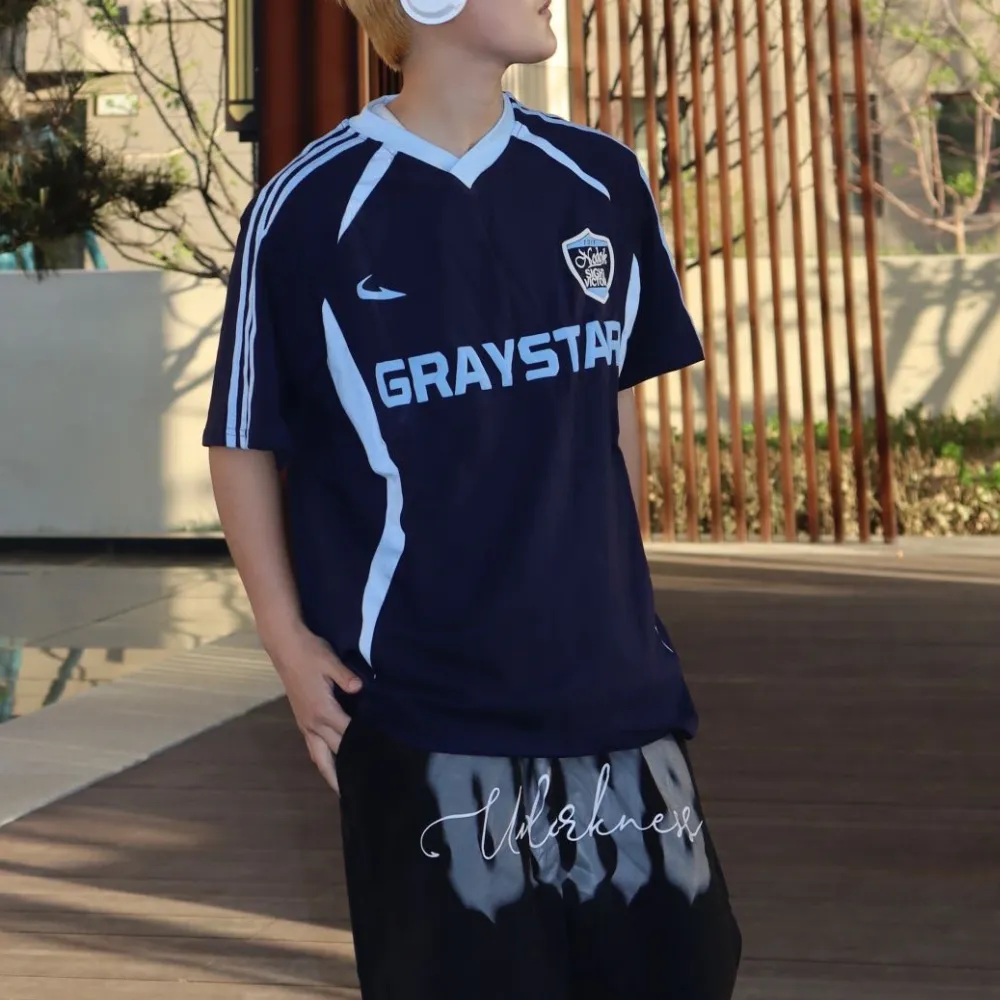 Sports Patchwork V-neck T-shirt