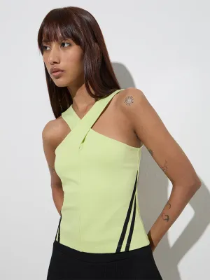 Studiofit Neon Striped Design Cotton-Blend Top