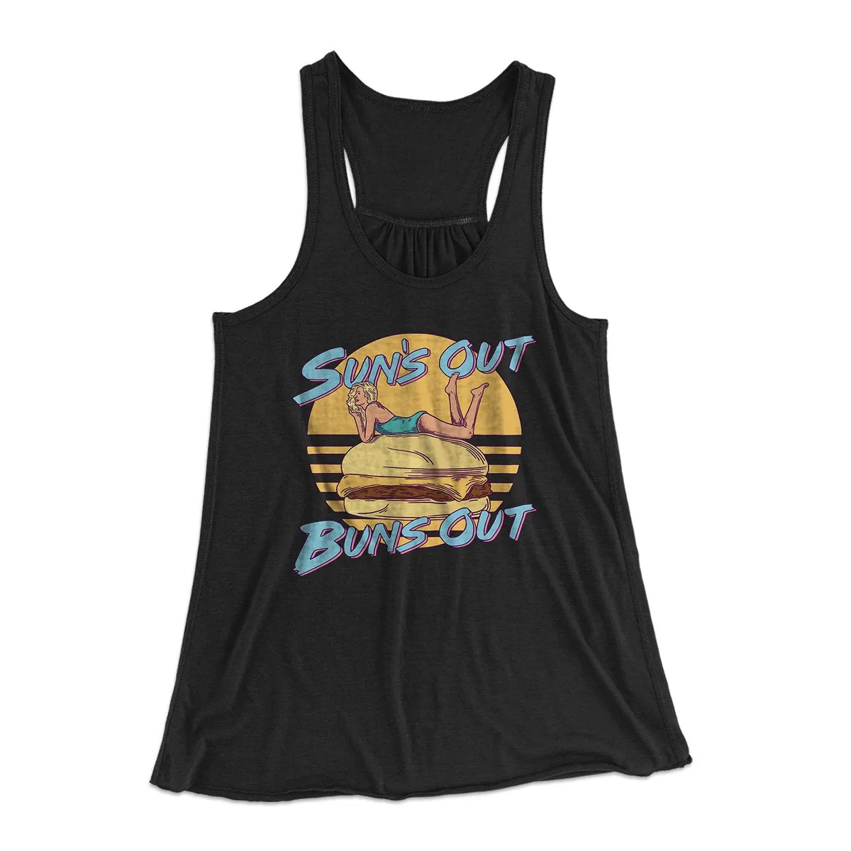 Sun's Out Buns Out Funny Women's Flowey Tank Top
