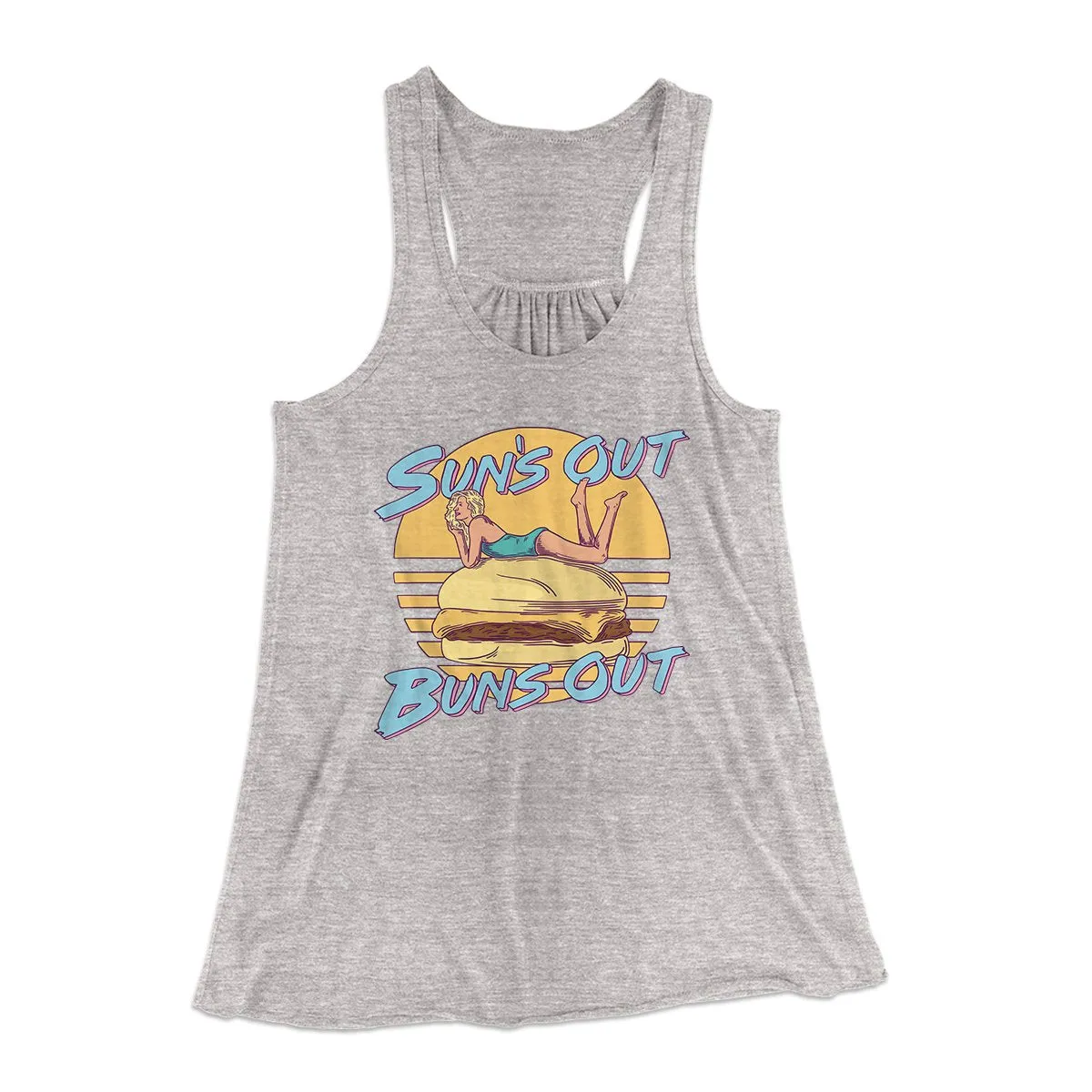 Sun's Out Buns Out Funny Women's Flowey Tank Top