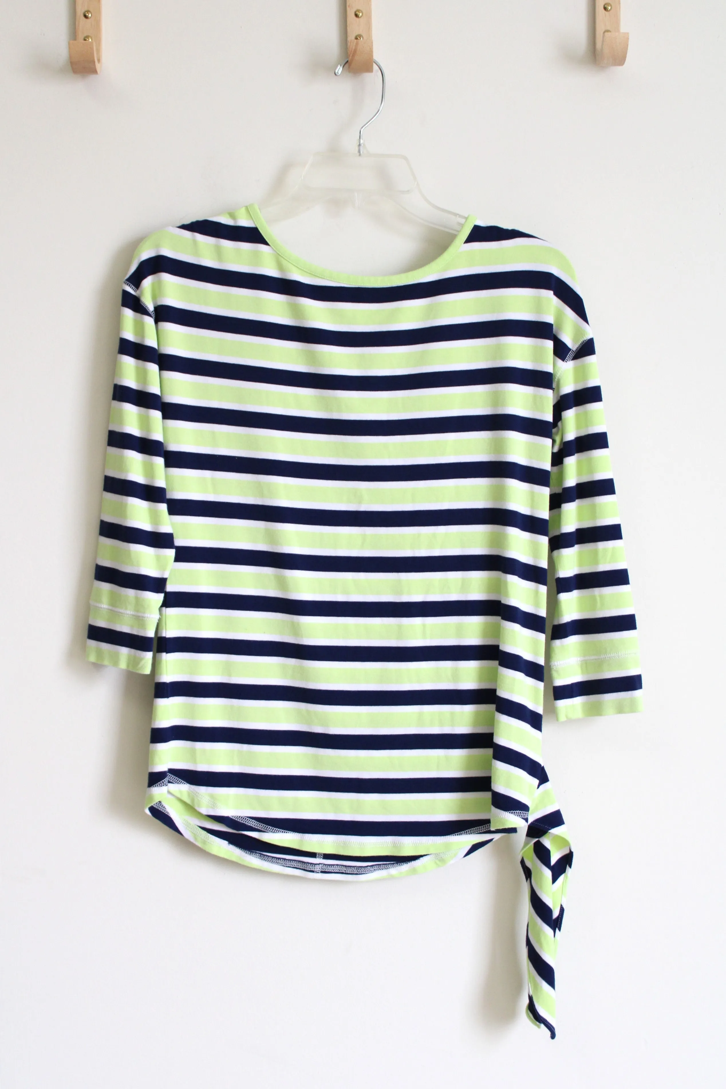 T By Talbots Navy Blue Green Striped UPF 50  Protection Shirt | XS