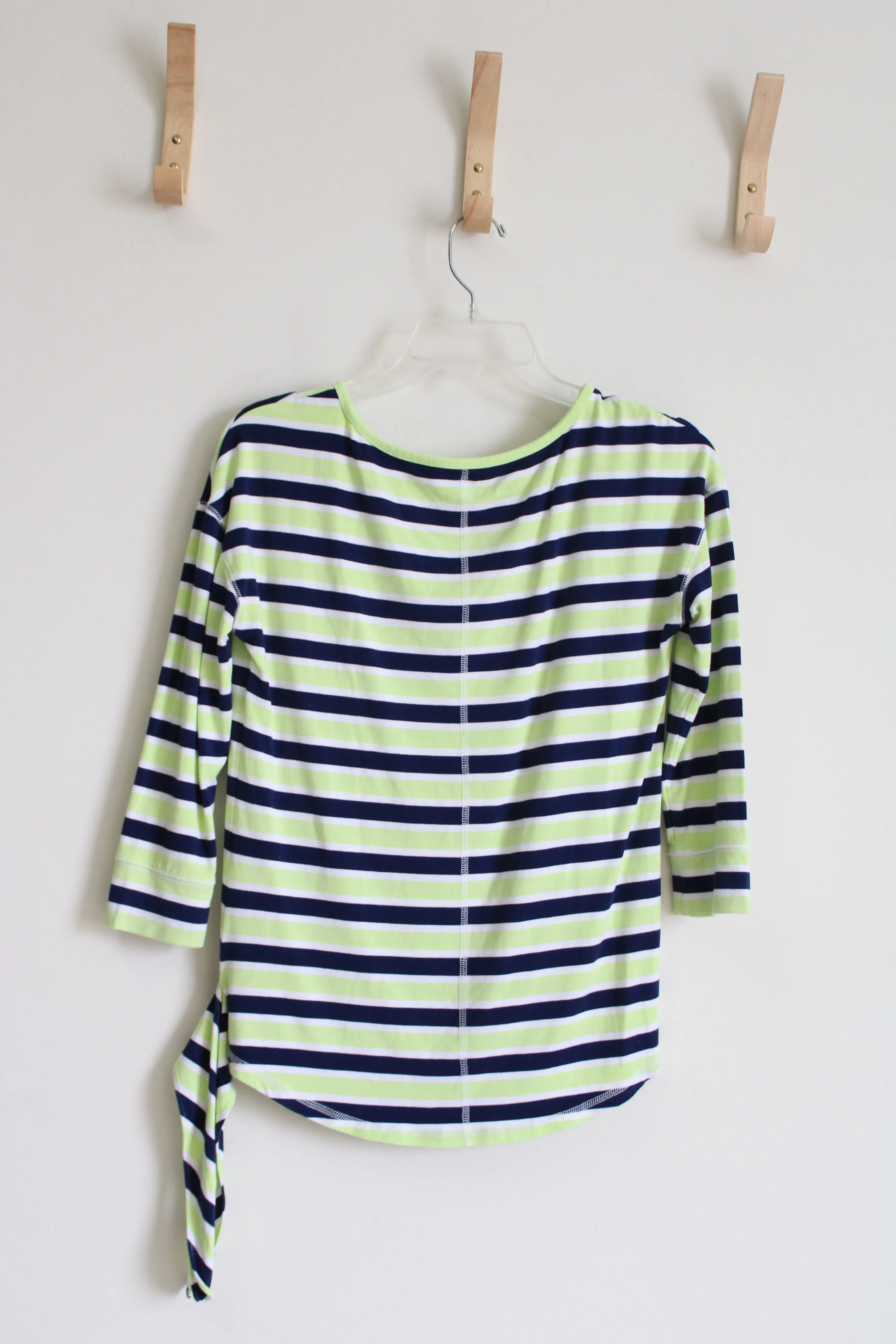 T By Talbots Navy Blue Green Striped UPF 50  Protection Shirt | XS