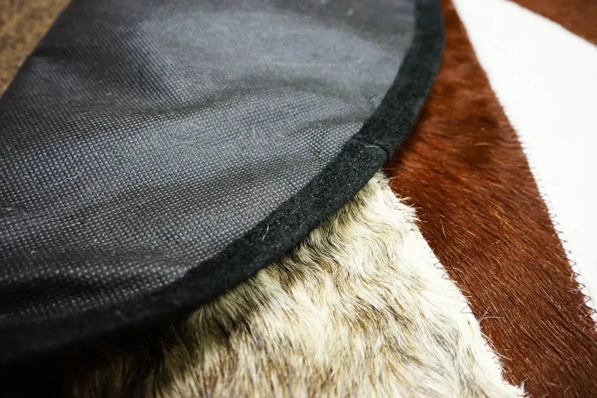 Texas Star Round Cowhide Patchwork Rug