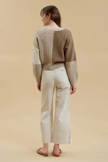 The Phoebe Button Up Patchwork Sweater