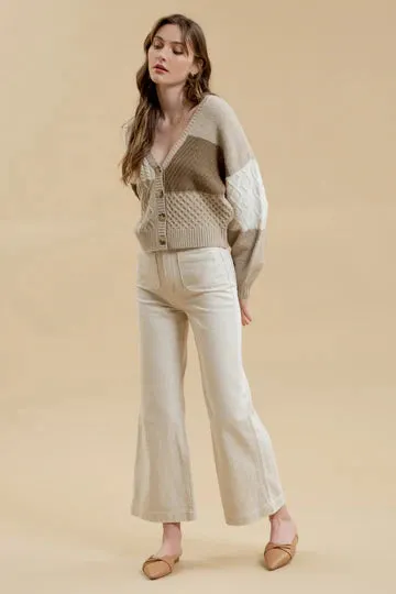 The Phoebe Button Up Patchwork Sweater