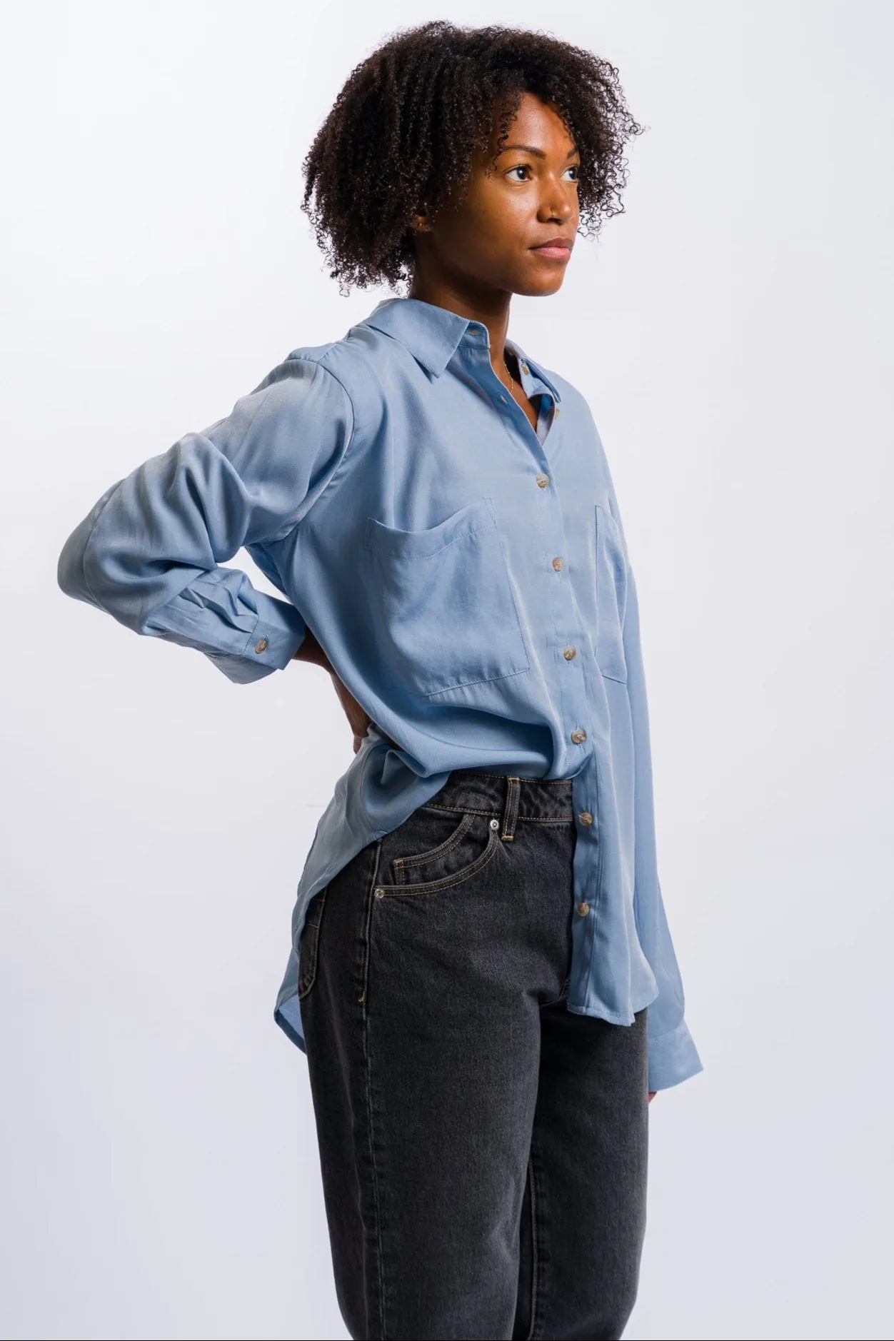 The Workshop Oversized Button Down Long Sleeve - Chambray