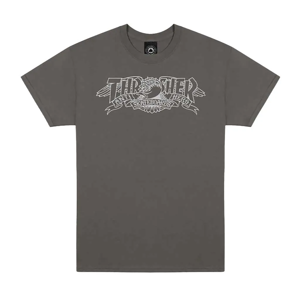 Thrasher x Anti Hero Mag Banner T-Shirt Charcoal