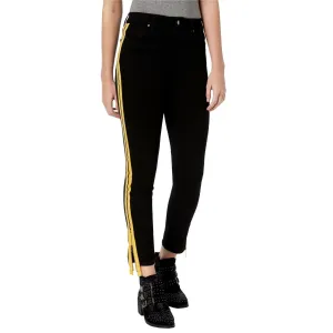 Tinseltown Women's Varsity Striped Exposed Zipper Skinny Jeans