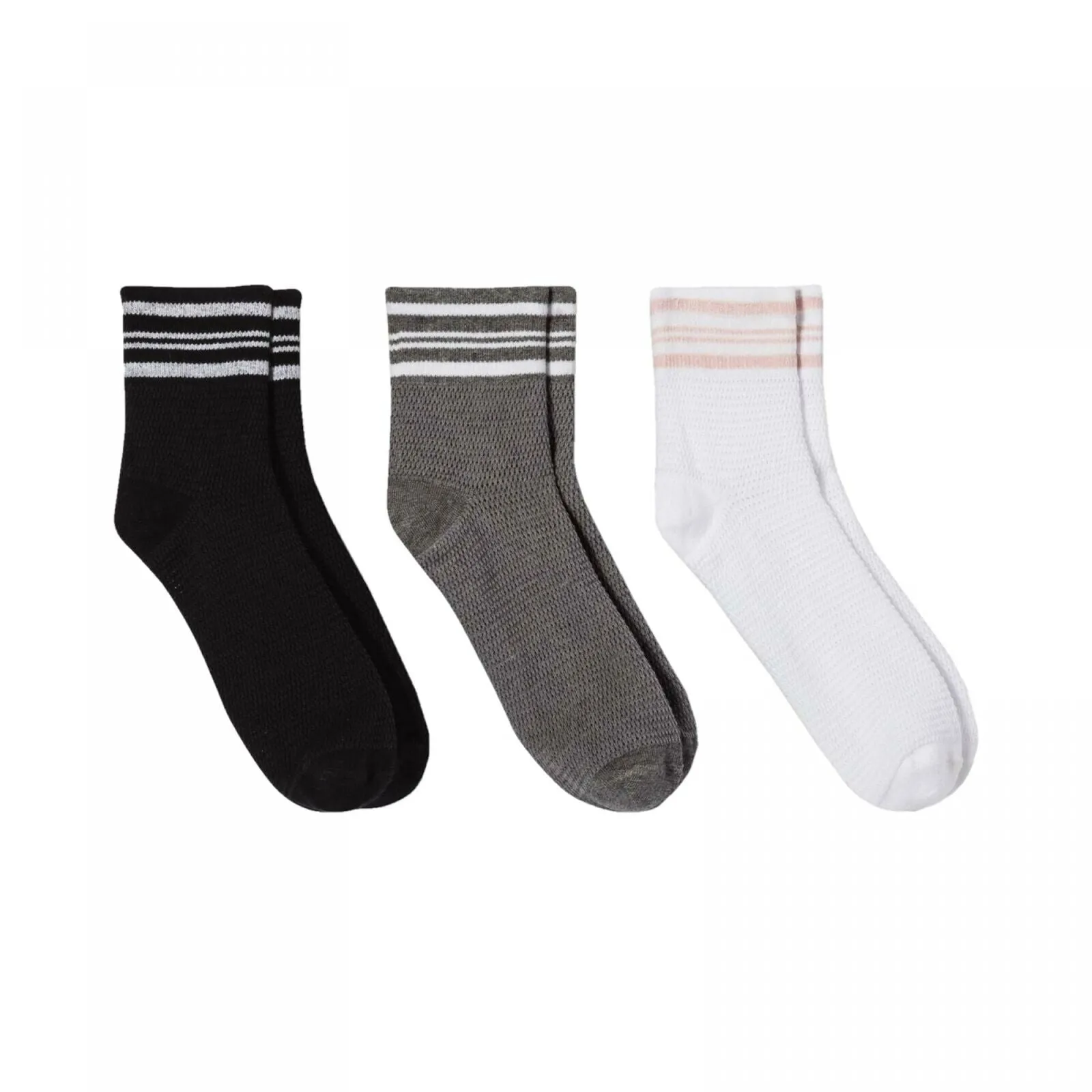 Universal Thread Women's 3 Pack Striped Ankle Mesh Socks