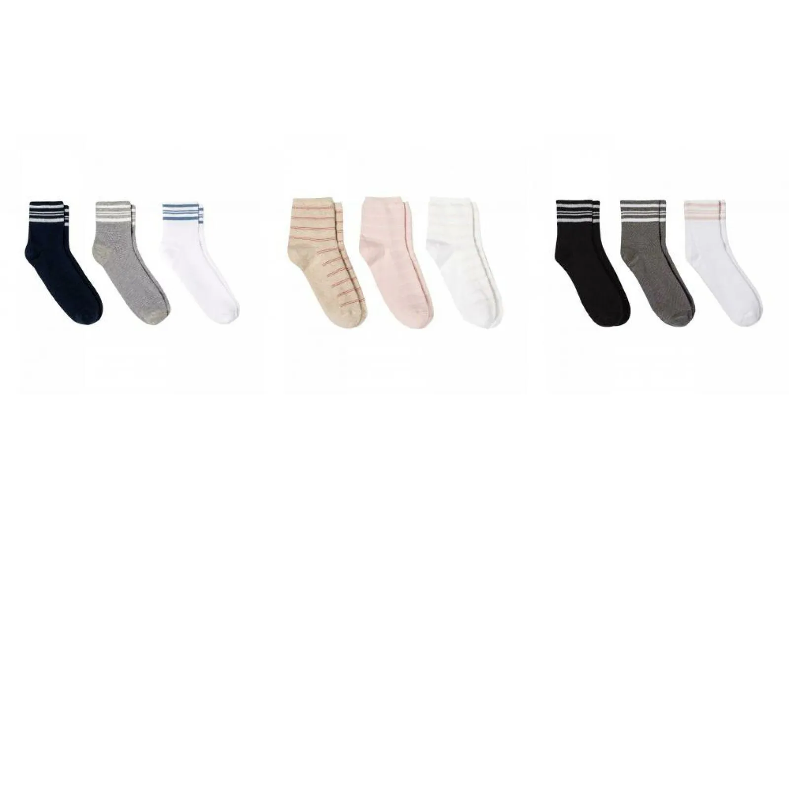 Universal Thread Women's 3 Pack Striped Ankle Mesh Socks