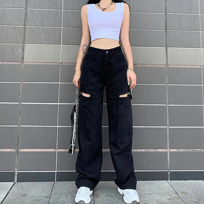 Vintage High-Waisted Women's Wide Leg Jeans by Rockmore