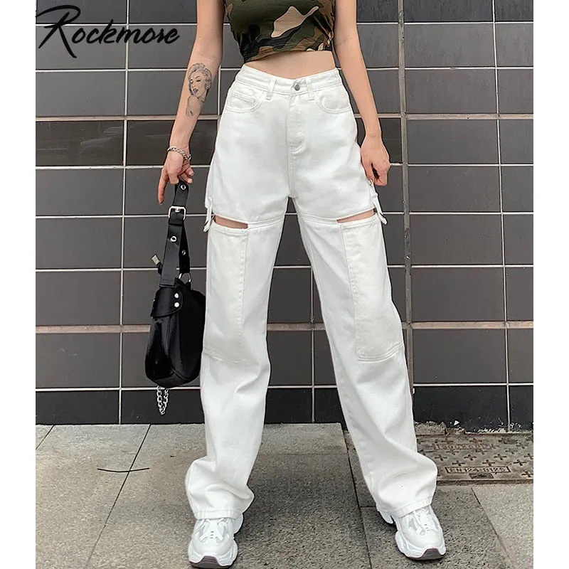 Vintage High-Waisted Women's Wide Leg Jeans by Rockmore