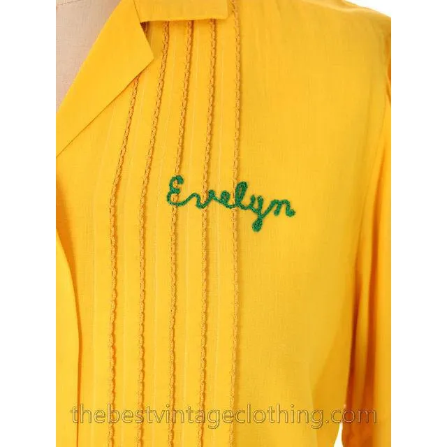 Vintage Rayon Ladies Bowling Shirt Evelyn 1950s Large