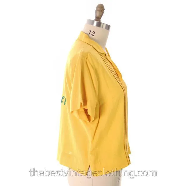 Vintage Rayon Ladies Bowling Shirt Evelyn 1950s Large