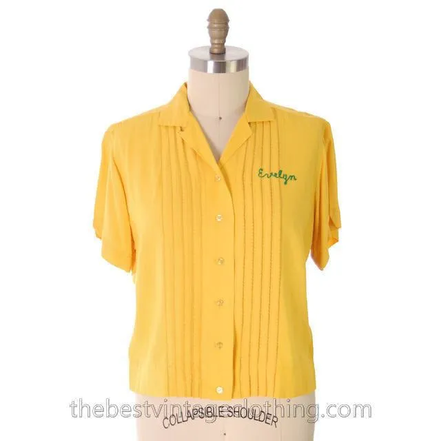 Vintage Rayon Ladies Bowling Shirt Evelyn 1950s Large