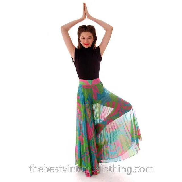Vintage Sheer Palazzo Pants Super 1960s Mod Print Mr. Pants 27 Waist