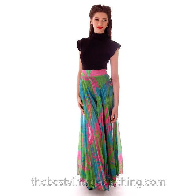 Vintage Sheer Palazzo Pants Super 1960s Mod Print Mr. Pants 27 Waist