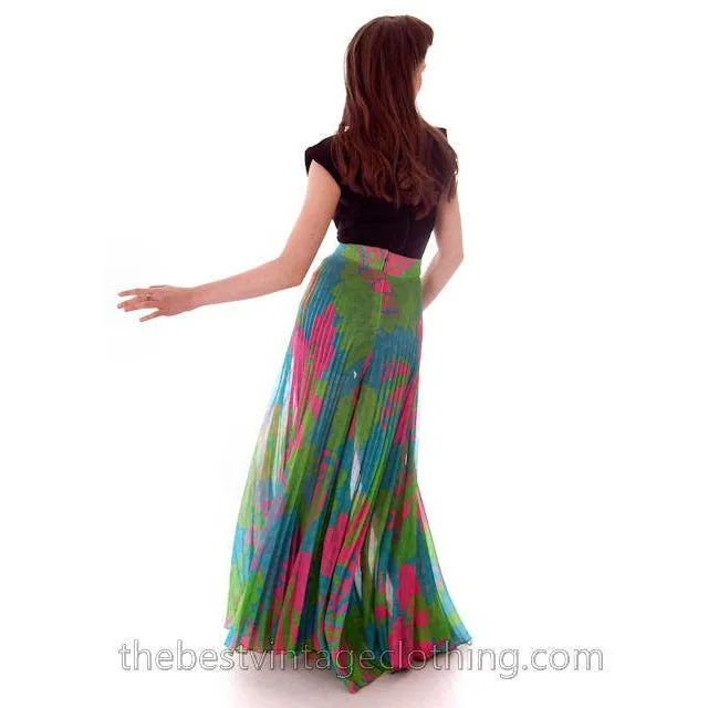 Vintage Sheer Palazzo Pants Super 1960s Mod Print Mr. Pants 27 Waist