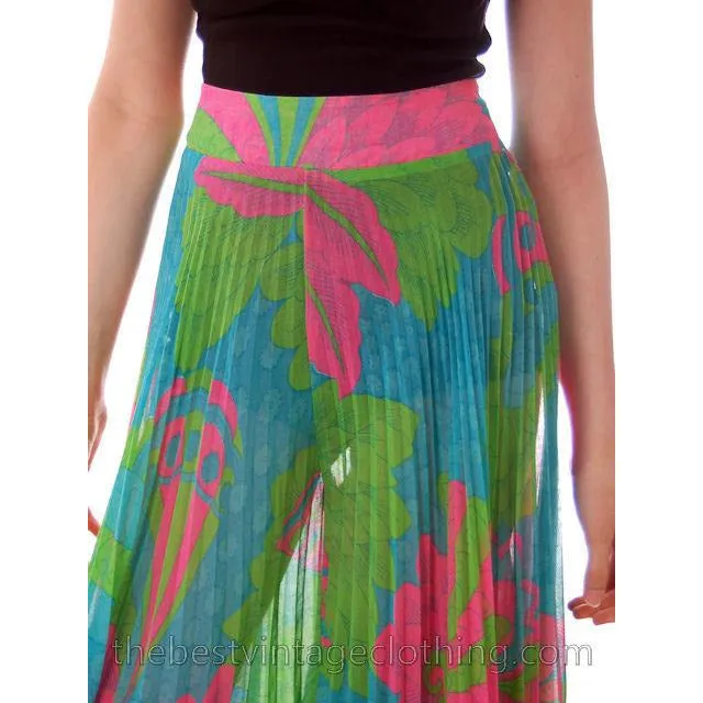 Vintage Sheer Palazzo Pants Super 1960s Mod Print Mr. Pants 27 Waist