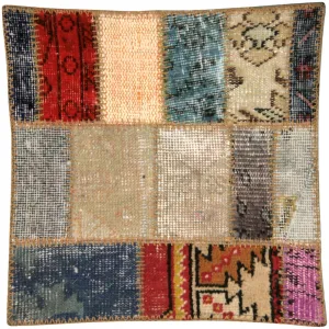 Vintage Turkish OverDyed Patchwork Pillow - 20" x 20"