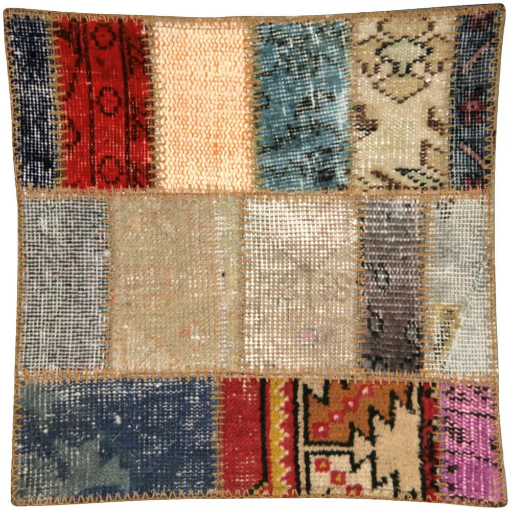 Vintage Turkish OverDyed Patchwork Pillow - 20" x 20"