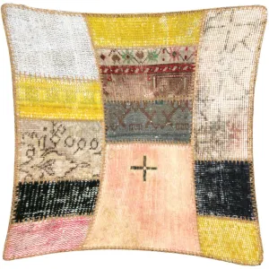 Vintage Turkish OverDyed Patchwork Pillow - 24" x 24"