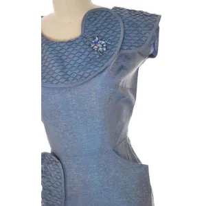 Vintage Womens S Dress Changeable Blue Bombshell Great Pocket Detail 1950s 38-26-38
