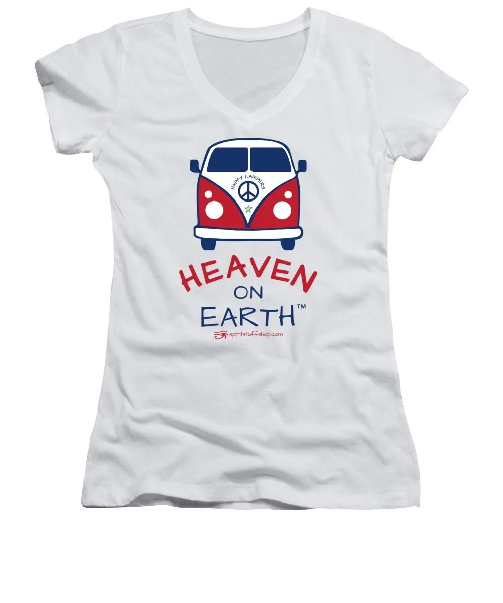 Vw Happy Camper Heaven On Earth - Women's V-Neck