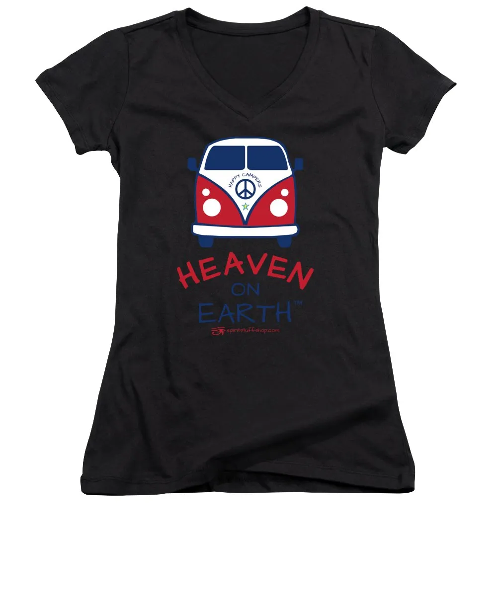 Vw Happy Camper Heaven On Earth - Women's V-Neck