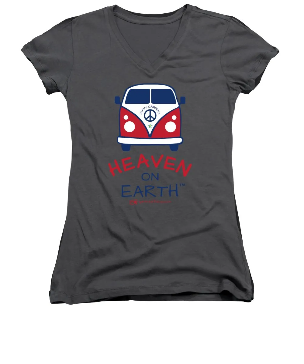 Vw Happy Camper Heaven On Earth - Women's V-Neck