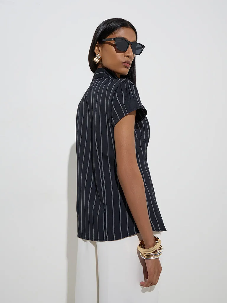 Wardrobe Black Stripe Printed Shirt