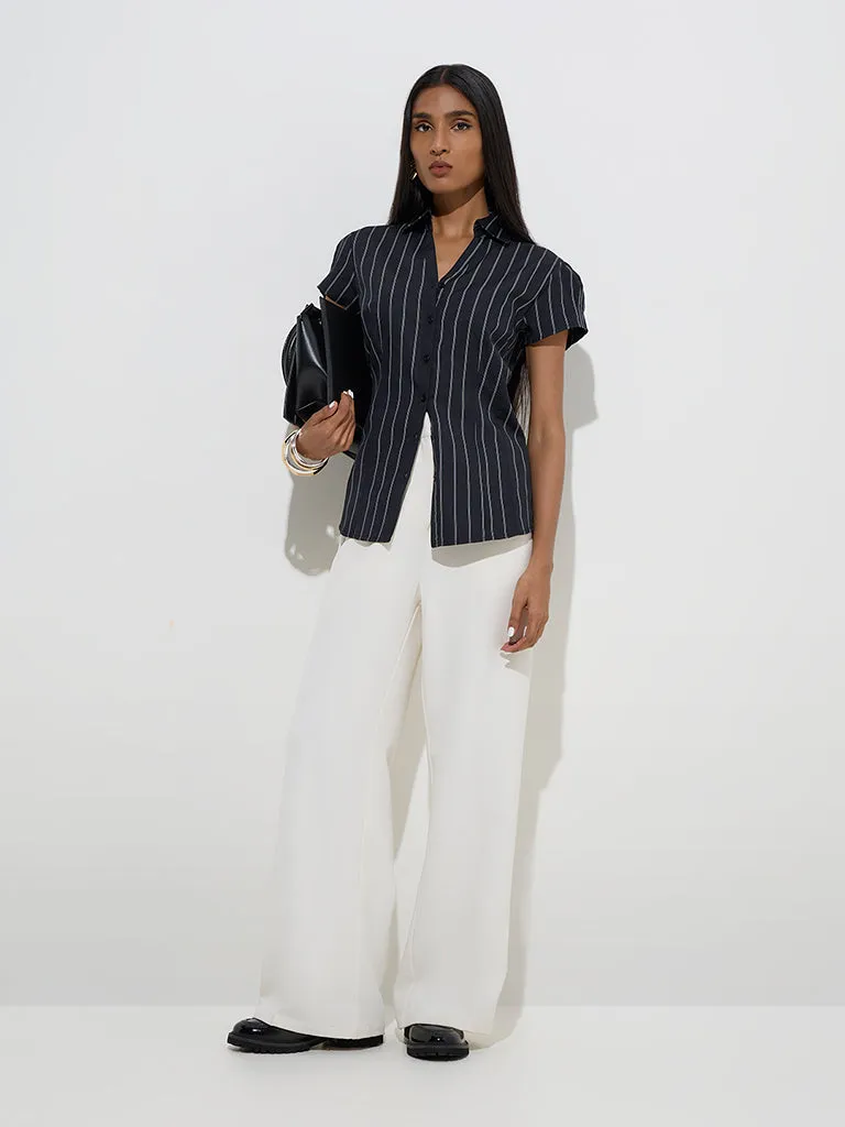 Wardrobe Black Stripe Printed Shirt