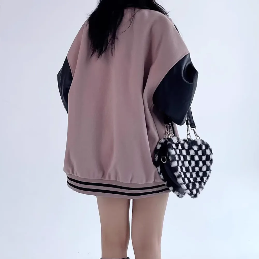 Women's Classic Gothic Lettering PU Patchwork Jacket